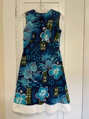 Vintage The Royal Polynesian Hawaiian floral dress blue size 8